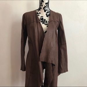 illia Draped Leather Jacket, Sz M, Brown